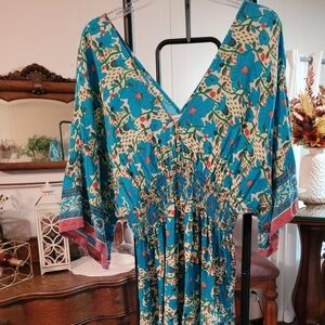 NATURAL LIFE Blue and Orange Floral Mini Dress